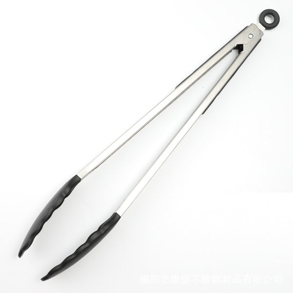 Durable Stainless Steel and Silicone Kitchen Tong for mixing, serving, and food preparation.