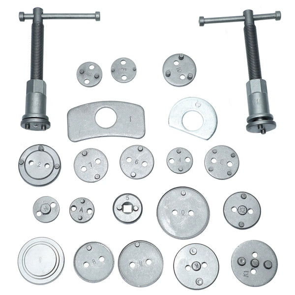 21pc Universal Brake Caliper Wind Back Tool Kit components including various sizes and tools for brake servicing.