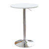 Adjustable Height Bar Table with Metal Round Top in white with chrome base, ideal for modern dining and entertaining.