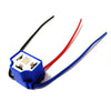 Heavy Duty 3 Pin H4 LED Ceramic Headlight Socket with blue housing and wires.