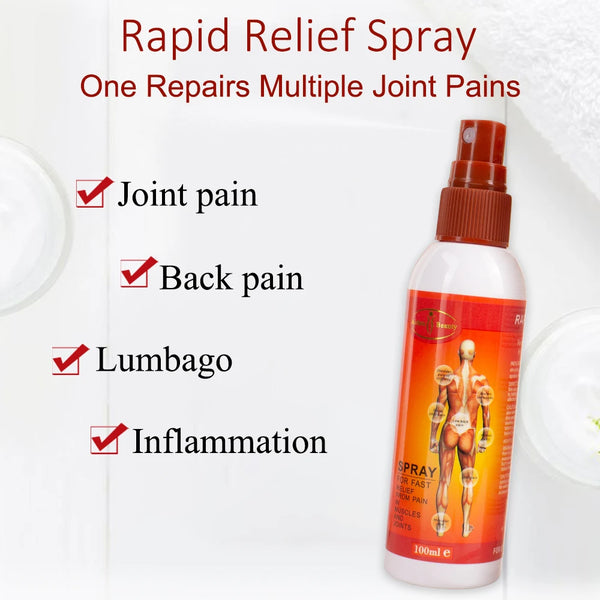 Organic Muscle and Joint Pain Relief Spray for quick relief from joint pain, back pain, lumbago, and inflammation.