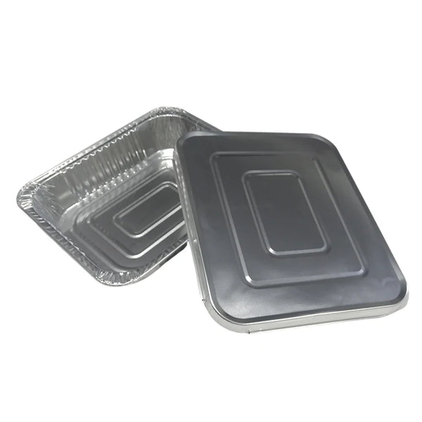 Two 3100ml Aluminium Foil Takeaway Containers stacked together, ideal for leftovers and family meals.