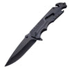 High Hardness Steel Folding Survival Pocket Knife with a black blade and ergonomic handle for outdoor tasks.