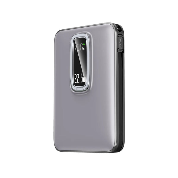 10000mAh Digital Display Wireless Power Bank with sleek design and digital display for power status.