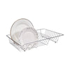 Metal Wire Dish Drying Rack with plates, ideal for drying dishes and keeping the kitchen organized.