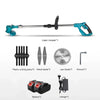 21V Folding Handheld Cordless Lawn Mower with accessories including blades, battery, and charger.