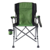 Lightweight Portable Metal Folding Chair in green color with cup holder, ideal for outdoor activities.