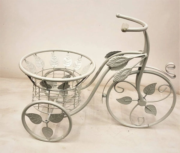 Metal Tricycle Planter Stand with Basket for Patio and Garden