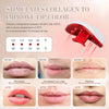 Electric Lip Plumper and Eye Massager Device showing temperature settings and before/after images of lip enhancement.