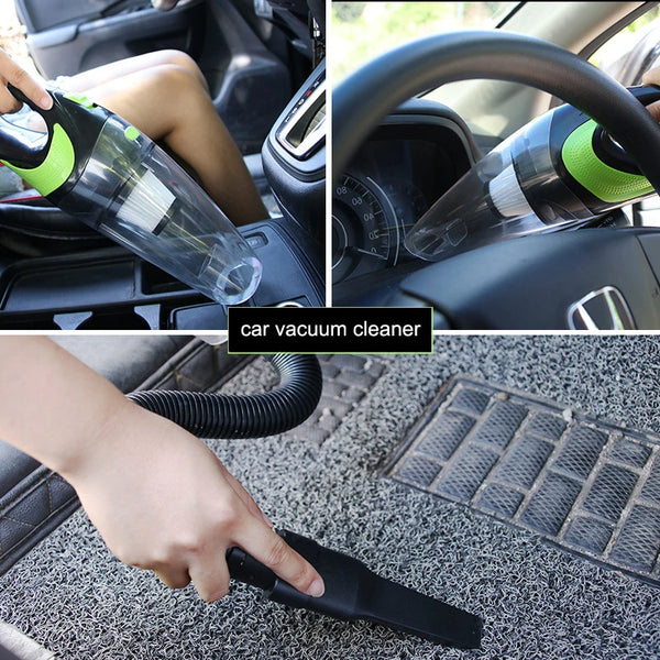 Portable Hand Rechargeable USB Charging Car Vacuum Cleaner in action, cleaning car interior with powerful suction.
