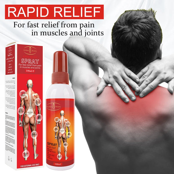 Organic Muscle and Joint Pain Relief Spray for fast relief from pain in muscles and joints.