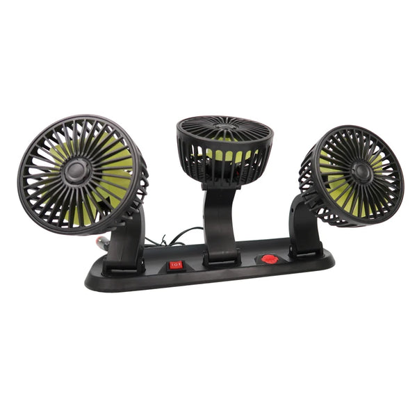 Universal Car Cooling Fan with Dual Head Rotatable Adjustment