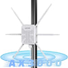 AX3000 Outdoor High Power Long Range WiFi Mesh Extender mounted on a pole with strong signal coverage.