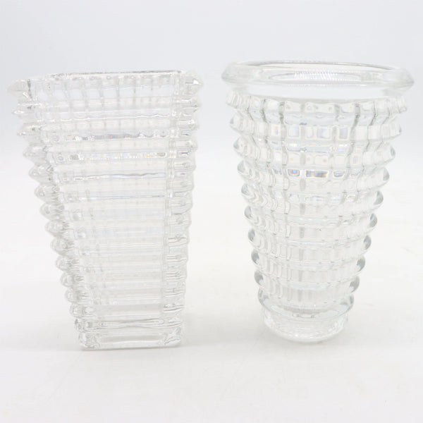 Textured Glass Vase with Beaded Geometric Pattern