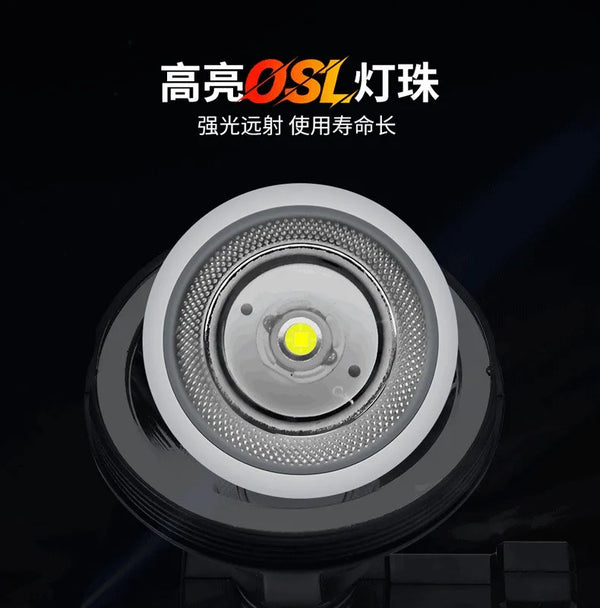 Folding LED Camping Torch Work Lamp with Stand - close-up view of LED light and reflector design.