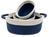 Cotton Rope Woven Storage Basket Suite featuring stylish navy and cream baskets for home organization.