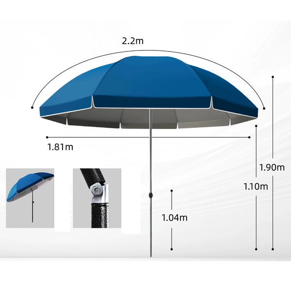 Outdoor Large Manual Beach Umbrella Glass Fiber Ribs