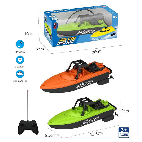 4-Channel LED Remote Control Speedboat with vibrant colors and remote control, perfect for pool fun.