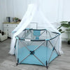 Hexagon Shape Infant Portable Playpen with protective netting, perfect for a safe play area for babies.