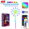 USB Firework LED Night Light with App and Music Sync shown with smart app interface and remote control features.