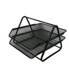 2 Layer Black Metal File Cabinet, black metal mesh design for efficient document organization and space-saving storage.