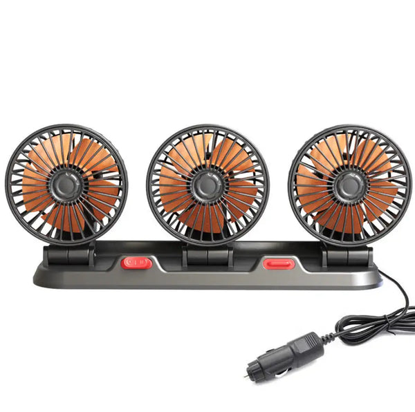 Universal Car Cooling Fan with Dual Head Rotatable Adjustment