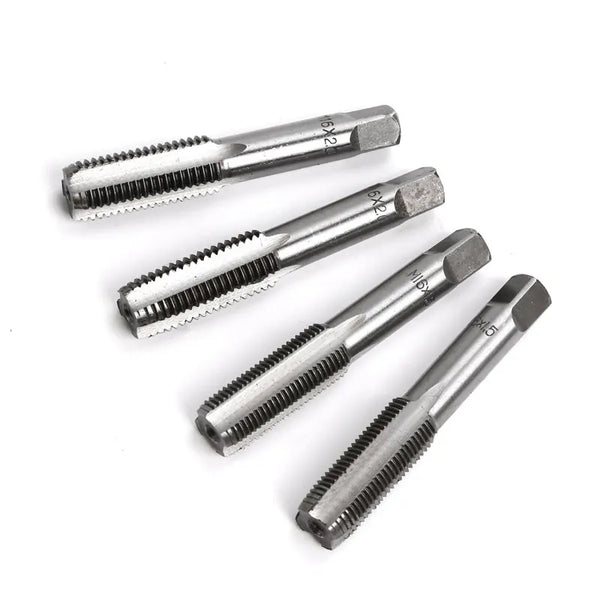110-Piece Tap and Die Set with Case, featuring four metal taps for creating accurate threads.