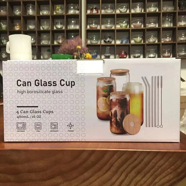 4 Pack Smoothie Clear Mason Jar Set