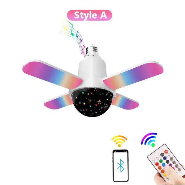 4-Leaves Smart LED Bulb Bluetooth Speaker Projection Light