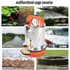 Brushless Solar Water Pump shown in various applications including pond culture, garden watering, river pumping, and well pumping.