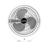 Rechargeable 180 Rotating Desktop USB Fan in white with three metal blades and adjustable speed feature.