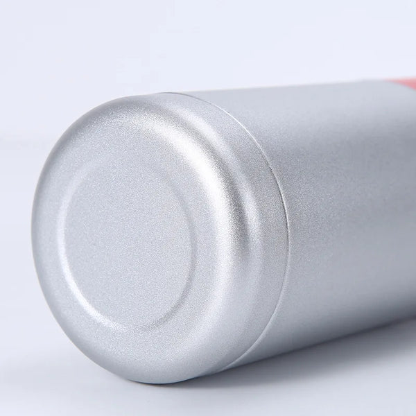 Bottom view of a Stainless Steel Vacuum Insulated Flask showcasing its sleek design and metallic finish.