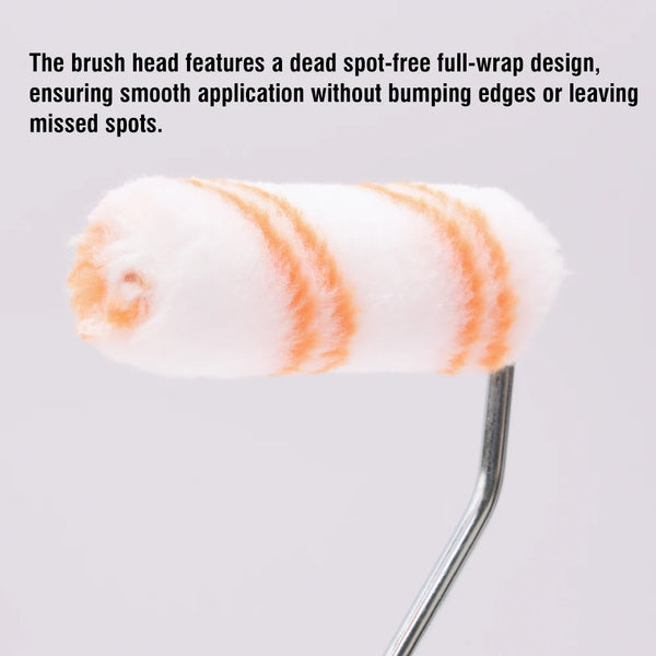 12mm Knit-Wool Painting Roller with Cage Frame brush head showcasing dead spot-free full-wrap design for smooth application.