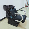 Reclining Salon Shampoo Chair with Ceramic Basin featuring sleek design and stainless steel accents