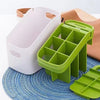Modern Multifunctional Kitchen Countertop Storage Rack displayed with green and white organizers.