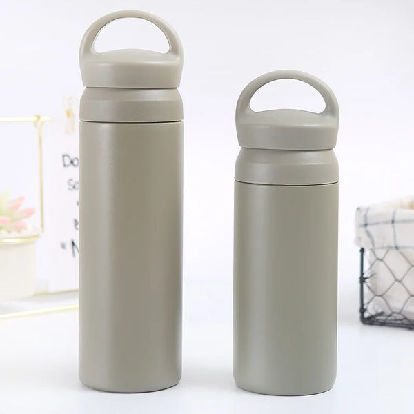 Two Stainless Steel Wide Mouth Sport Thermos in different sizes, ideal for staying hydrated during workouts or outdoor trips.