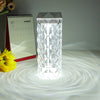 Crystal Table Lamp Air Humidifier with diamond-patterned design casting soft light and creating a cozy atmosphere.