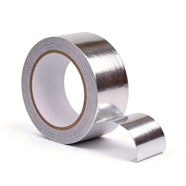 Heat Resistant Aluminum Tape roll showcasing its shiny metallic surface for industrial sealing applications.