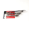 3-Piece 12-Inch Stainless Steel BBQ Tong Set displayed on a packaging, showing three tongs in stainless steel design.