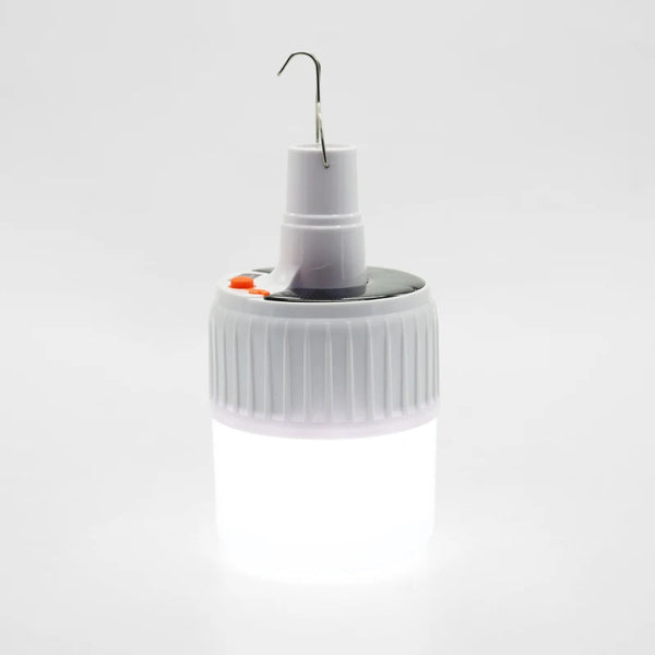 Portable Solar LED Emergency Lamp with hook, perfect for camping and outdoor adventures.