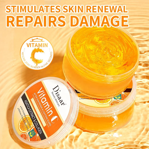 Vitamin C Whitening and Moisturizing Face Gel in a jar for skin renewal and damage repair.