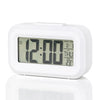 Smart Digital LCD Desk Clock with Temperature Display showing time and temperature in a sleek white design.