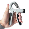Durable Hand Gripper Adjustable Strength Trainer held in hand for grip strength training.