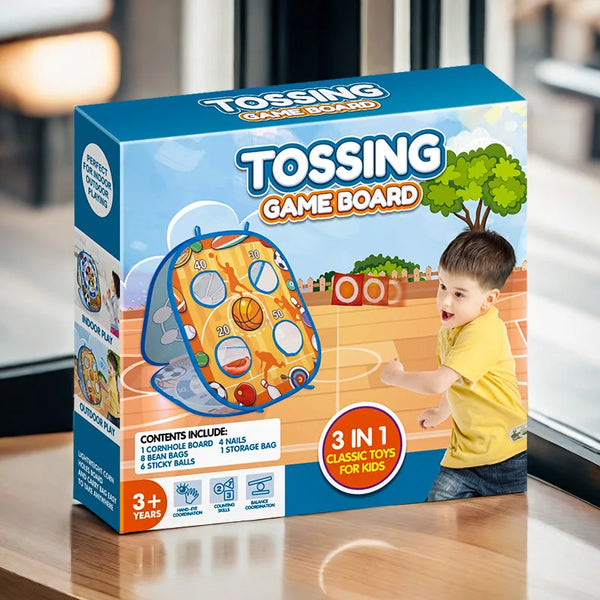 Beanbag Sticky Ball Multifunctional Target Throwing Toy packaged with a tossing game board for fun indoor and outdoor play.