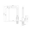Matte Black Single Handle Kitchen Sink Faucet dimensions and specifications illustration.