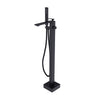 Freestanding Matte Black Square Bathtub Faucet with modern design and stylish floor-mounted installation.