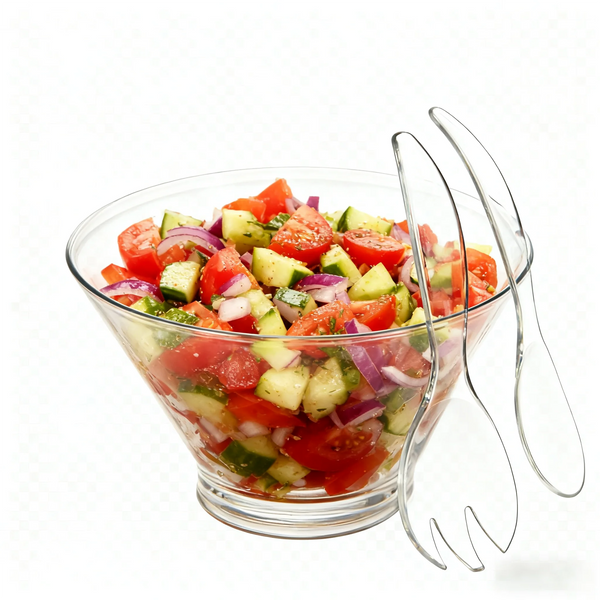 Large Round Acrylic Salad Bowl Set