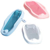 Newborn Baby Bath Mesh Net Seat in blue, pink, and white colors for safe and comfortable bathing of infants.