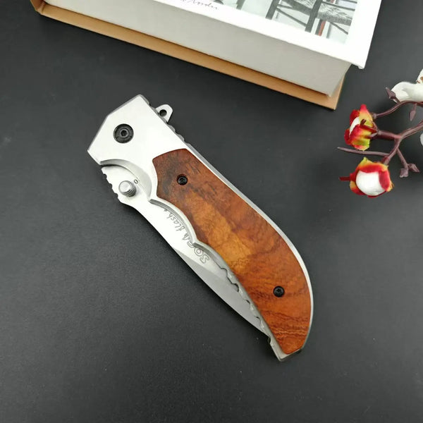 Wooden Handle Folding Tactical Knife