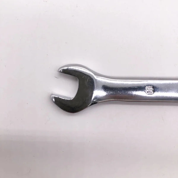 8mm Chrome Vanadium Metric Double End Wrench showing the open end for tightening metric fasteners.